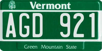 VT license plate AGD921