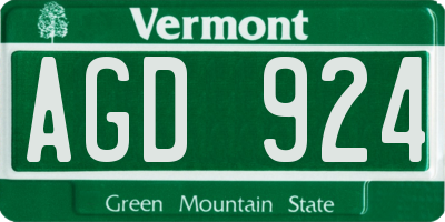 VT license plate AGD924