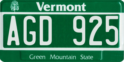 VT license plate AGD925