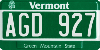 VT license plate AGD927