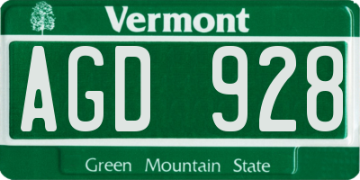 VT license plate AGD928