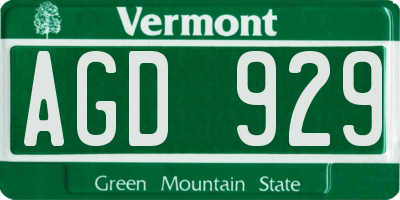 VT license plate AGD929