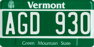 VT license plate AGD930