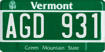VT license plate AGD931