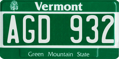 VT license plate AGD932