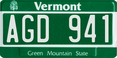 VT license plate AGD941