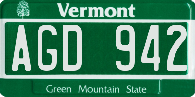 VT license plate AGD942