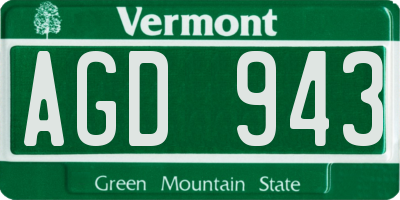 VT license plate AGD943