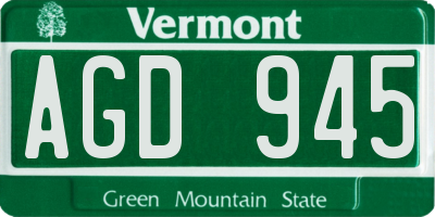 VT license plate AGD945