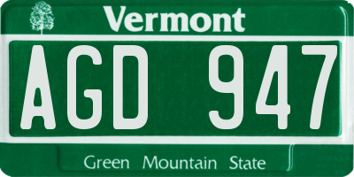 VT license plate AGD947