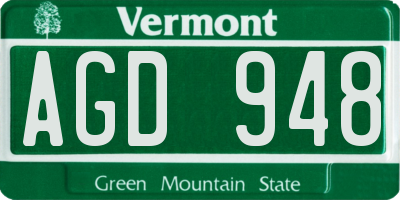 VT license plate AGD948