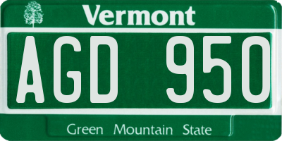 VT license plate AGD950