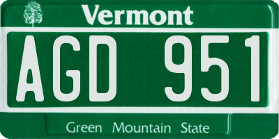 VT license plate AGD951