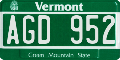 VT license plate AGD952