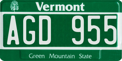 VT license plate AGD955