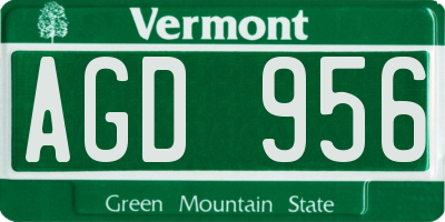 VT license plate AGD956