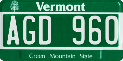 VT license plate AGD960