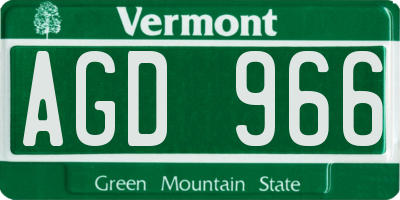 VT license plate AGD966