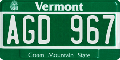 VT license plate AGD967