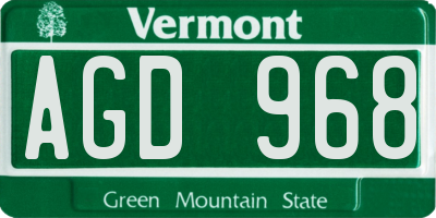 VT license plate AGD968