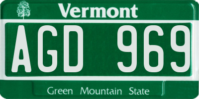 VT license plate AGD969