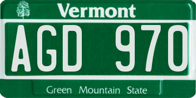 VT license plate AGD970