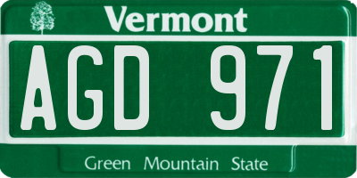 VT license plate AGD971