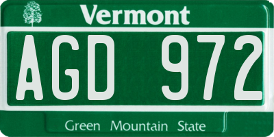 VT license plate AGD972