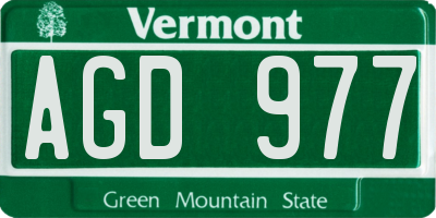 VT license plate AGD977