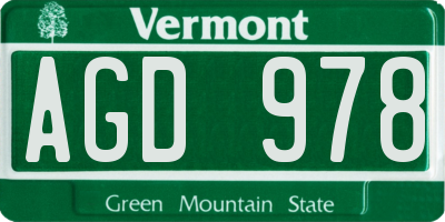 VT license plate AGD978