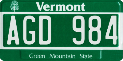 VT license plate AGD984