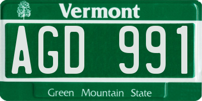VT license plate AGD991