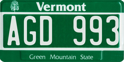 VT license plate AGD993