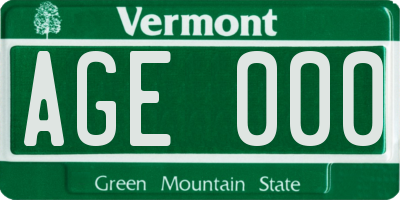 VT license plate AGE000