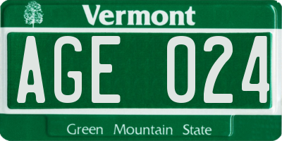 VT license plate AGE024
