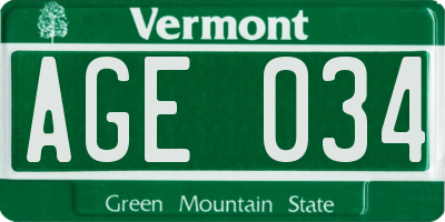 VT license plate AGE034