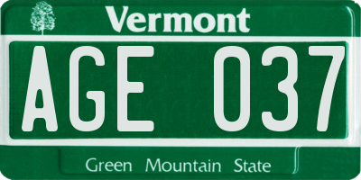 VT license plate AGE037