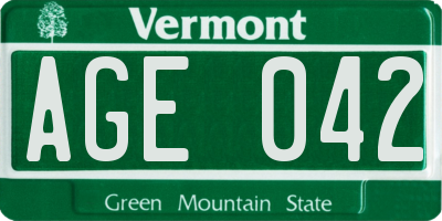 VT license plate AGE042