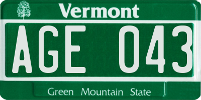 VT license plate AGE043