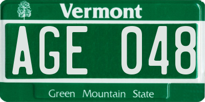 VT license plate AGE048