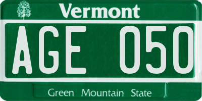 VT license plate AGE050