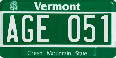 VT license plate AGE051