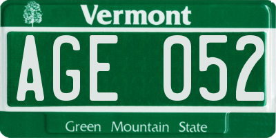 VT license plate AGE052