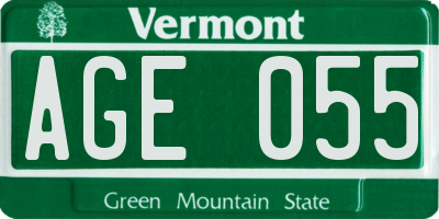VT license plate AGE055