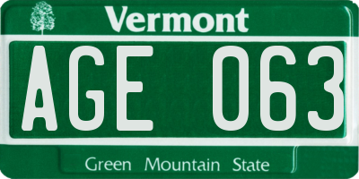 VT license plate AGE063