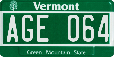 VT license plate AGE064