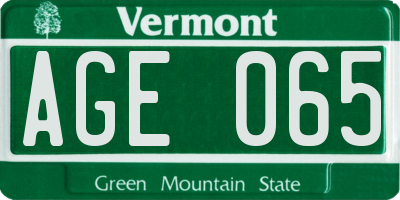 VT license plate AGE065