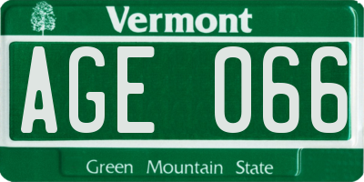 VT license plate AGE066