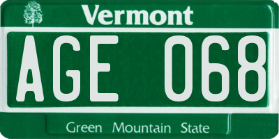 VT license plate AGE068