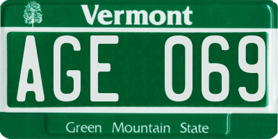 VT license plate AGE069
